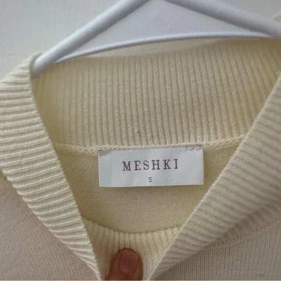 Meshki Blair Knit Mini Dress With Pleats - Ivory - Picture 11 of 15